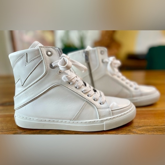 Zadig & Voltaire | White Leather | High-top Flash⚡️ | Size 38 / 7 - Picture 1 of 5